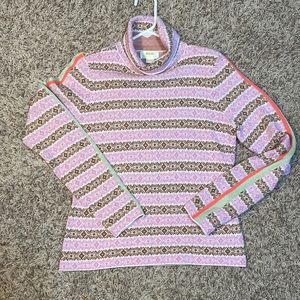 ANTHROPOLOGIE MAEVE PINK BROWN STRIPED SWEATER